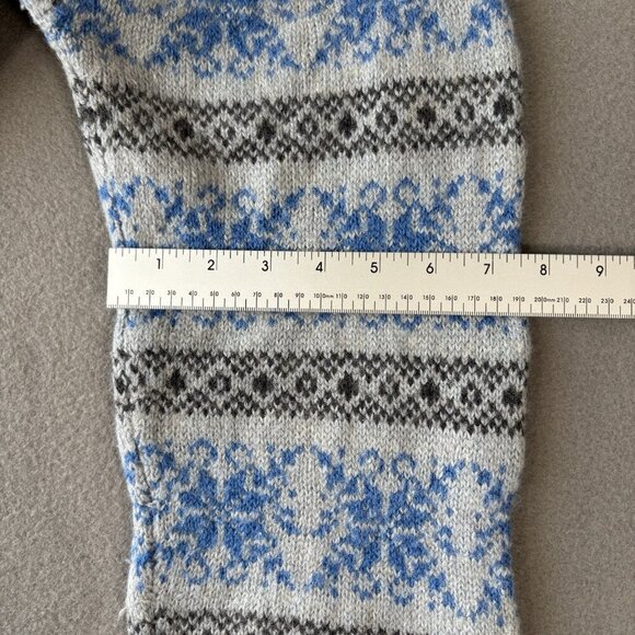 Handmade Knit VTG Fair Isle Wool Blend Nordic Ski Sweater Grey Blue S/M Outdoors - Picture 6 of 12